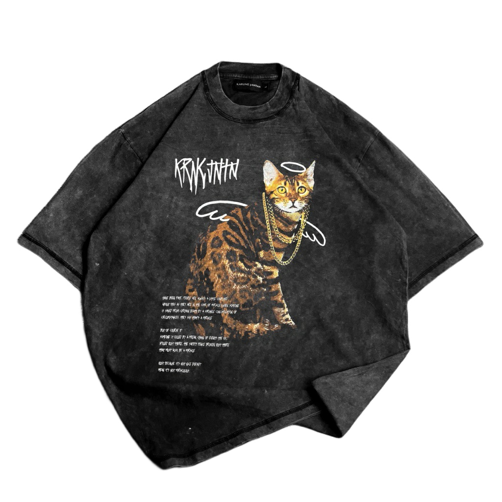 [Oversize] BAJU KAOS Cotton Combed OVERSIZE WASH Distro T-SHIRT WASH &quot;cat emas&quot;