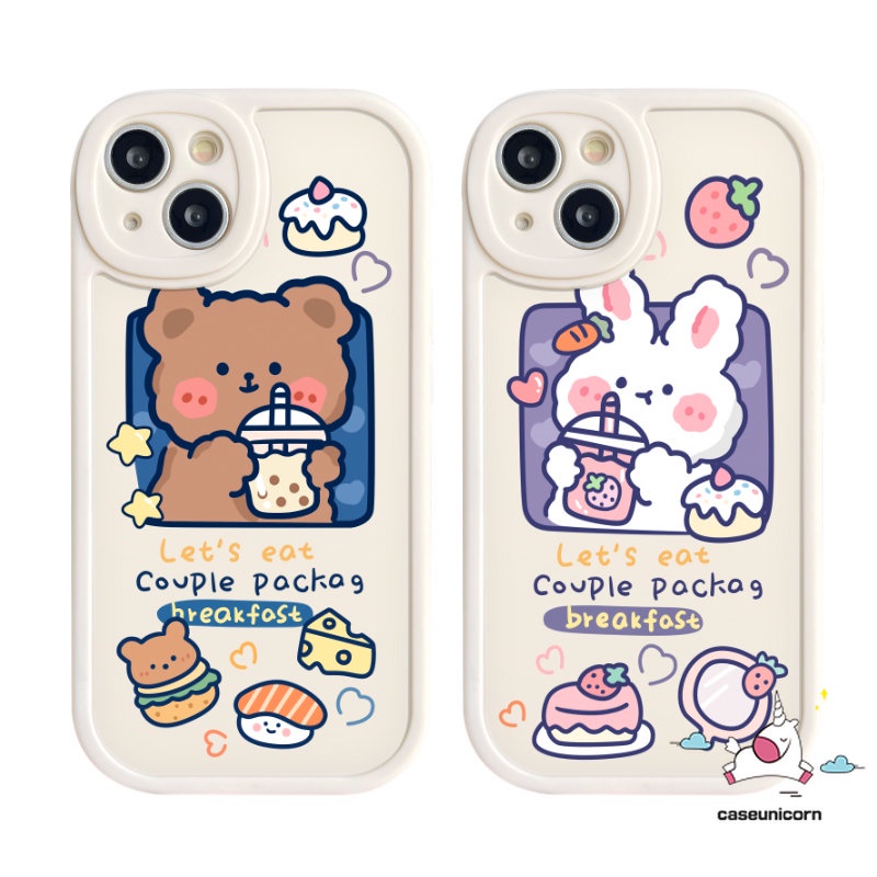 Untuk Samsung A14 5G A12 A04s A50 A13 A04 A50s A30s A02s A32 A03 A23 A72 A22 A53 A03s A52 A11 A10s A52s A31 A73 A21s A33 A20s A20 A71 A51 Kartun Lucu Teh Susu Beruang Rabbit Soft Case