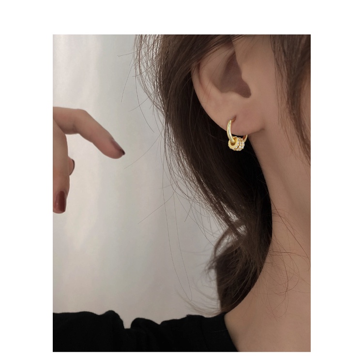 Goldkingdom Aksesoris Perhiasan Fashion Ready Stock Anting Lingkaran Kecil Dengan Berlian Anting Perempuan Anting Cincin Telinga Ins Gaya Temperamen