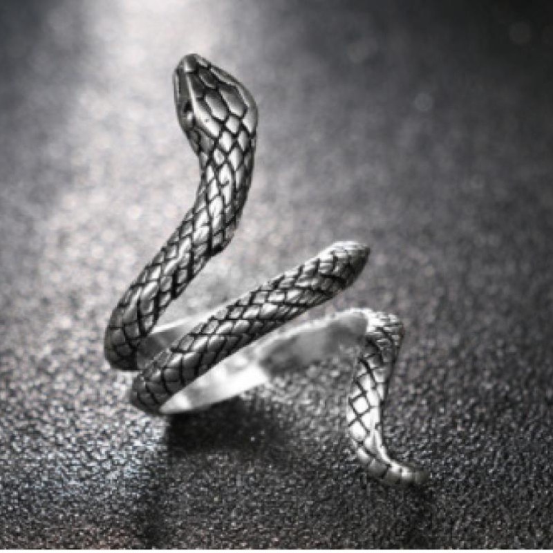 [Joyería X C] Punk Snake Silver Ring for Women Animal Shape Fashion Jewelry