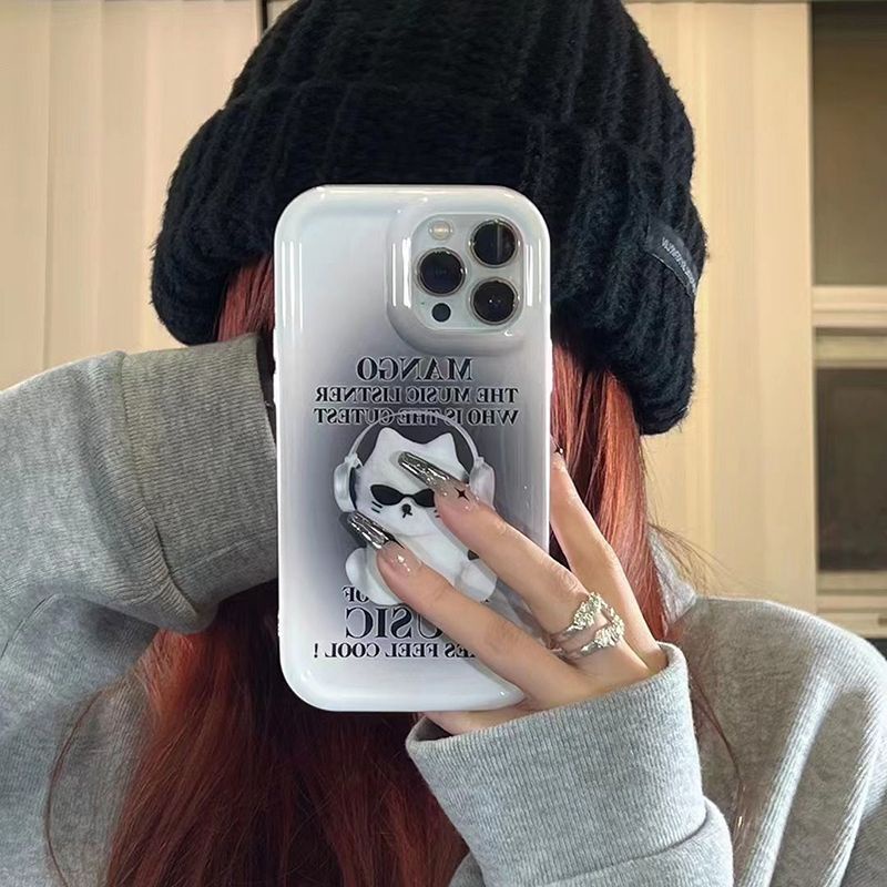 IPHONE Casing Ponsel Lembut Kucing Keren Kompatibel Untuk Iphone14 13 11 12 Pro XS Max X Xr7 +8 Plus Casing TPU Silikon Shockproof Cover