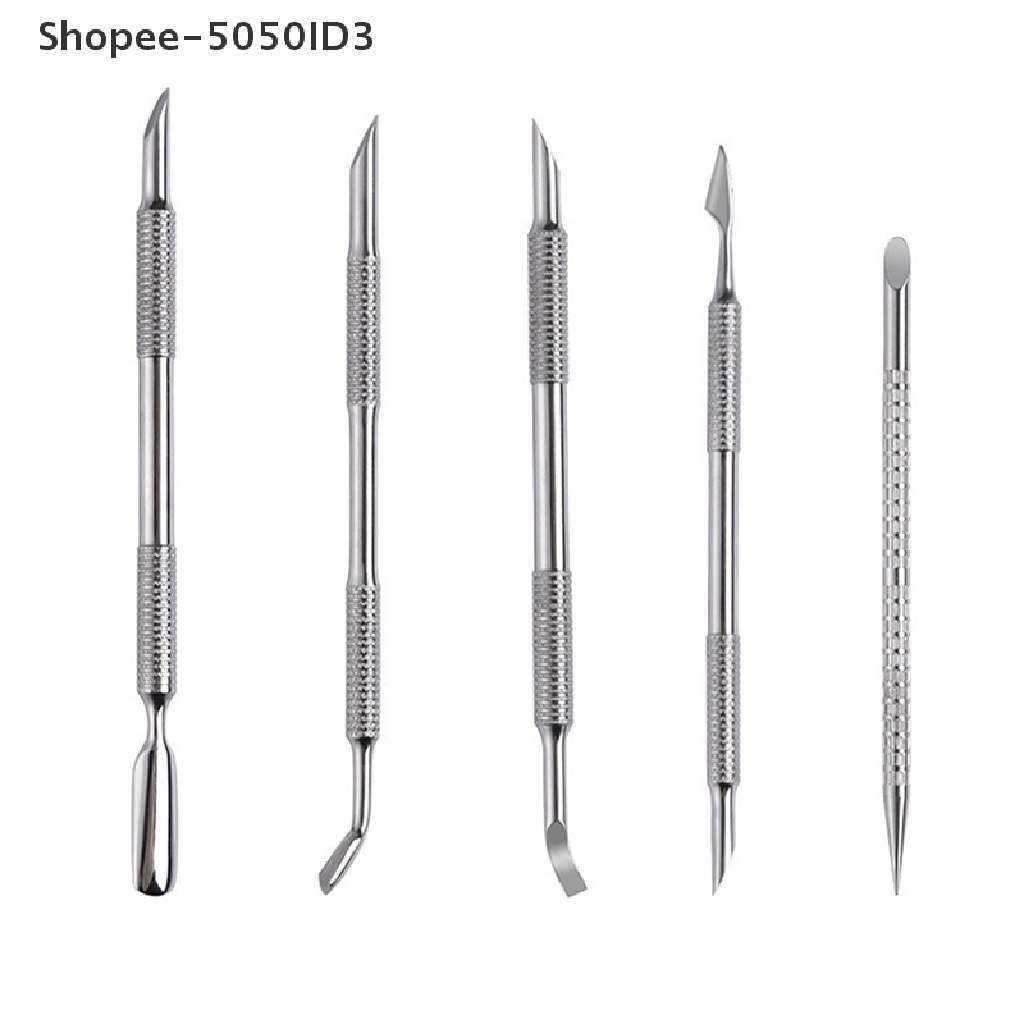 [HOT] 1pcs Nail Art Dual End Stainless Steel Cuticle Pusher Spoon Penghilang Kulit Mati [ID]