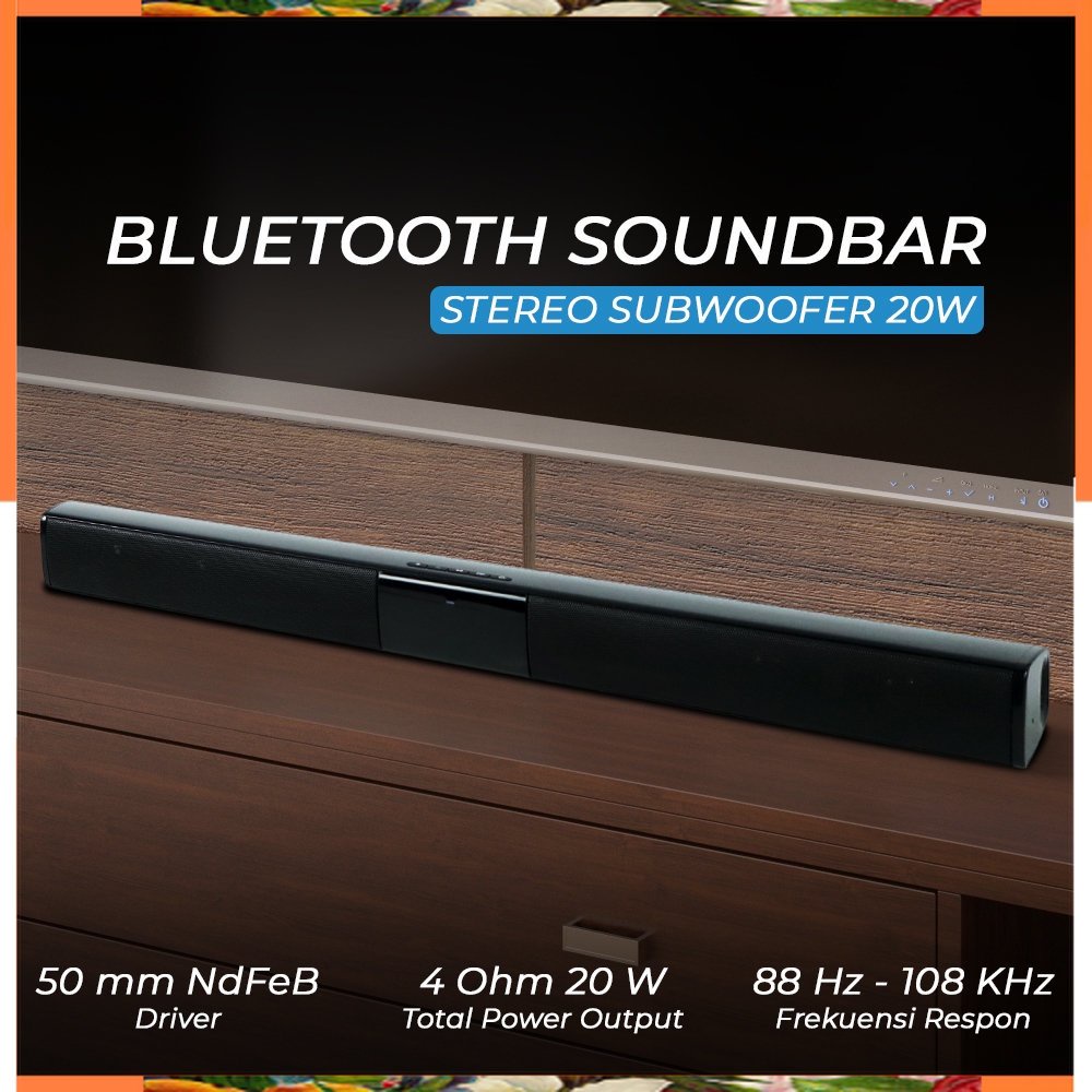 PROMO PROMO COD + DOOLNNG Soundbar Bluetooth Active Speaker Home Theater Subwoofer 20W - BS-28B - Bl