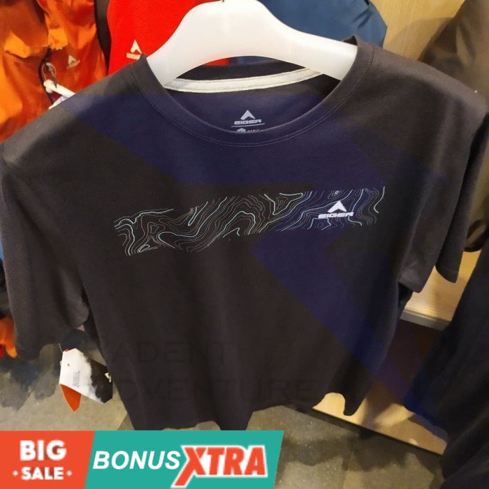 Kaos EIGER1989 Topographic Maps Shirt Black Hitam 91000 5583 Original KEREN AWET