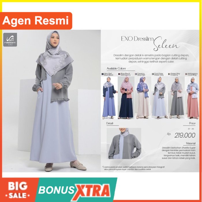 Rabbani Gamis Cewek EXO DRESSLIM SELEEN Lembut Original Bandung