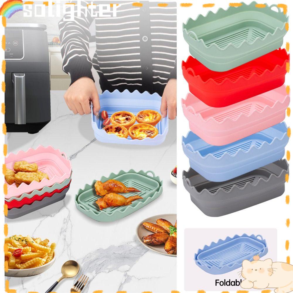 Solighter Air Fryer Silicone Pot New Rectangle Basket Mat Baking Tray