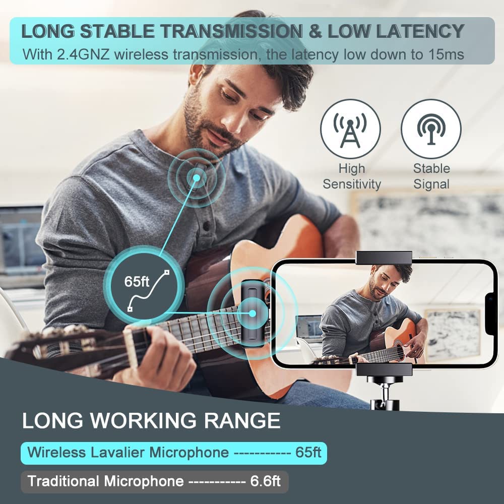 Wireless Microphone 2.4G Mikrofon Lavalier Nirkabel dengan Casing Sekaligus Charger for PC/Phone/Camera Mikrofon Lapel Mini microphone mic clip on untuk Merekam YouTube TikTok Facebook Live Stream Vlogging