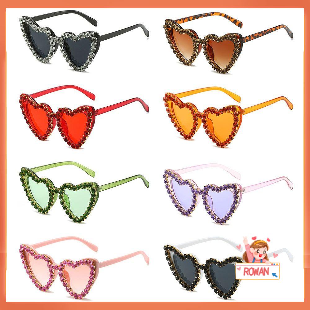 R-flower Heart Sunglasses Vintage Shining Ladies Eyewear Kacamata Hip Hop Untuk Wanita