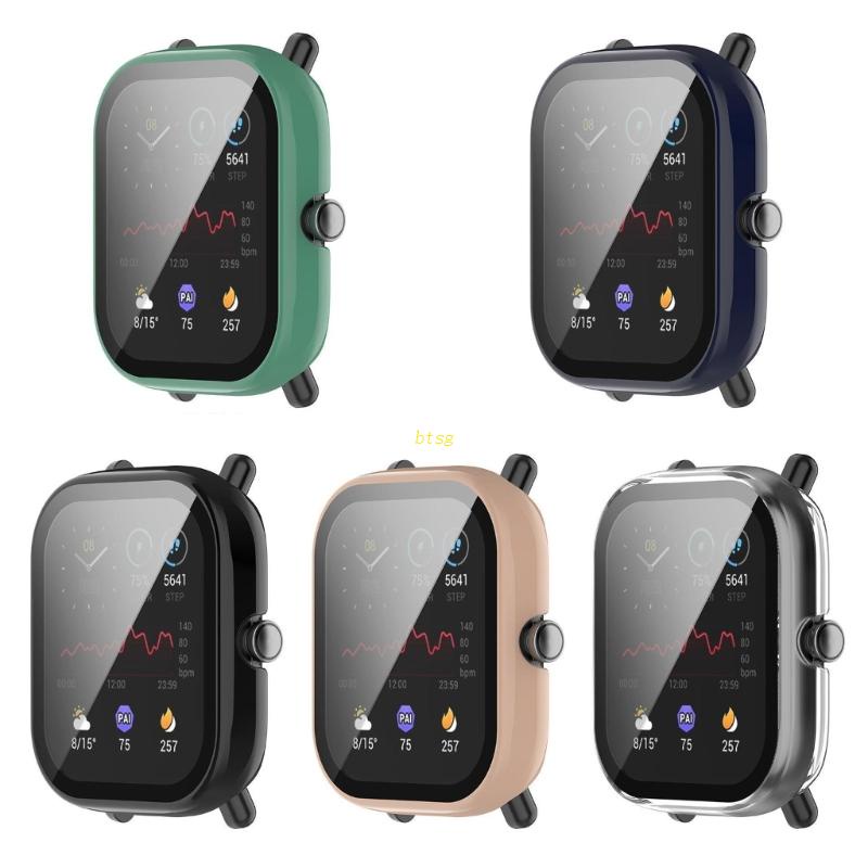 Btsg Tempered-Glass Film+Case Pelindung Layar Cover Cakupan Penuh Bingkai PC- Keras Untuk Shell Untuk Smart Watch Housing For