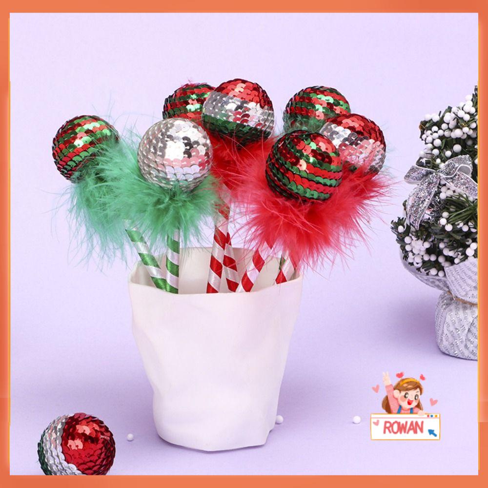 R-flower 2PCS/Set Christmas Gel Pen Hadiah Alat Tulis Bola Natal Kantor Sekolah Pena Netral