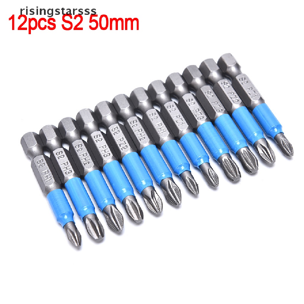 Rsid Span-new 12pcs Mata Obeng Listrik Anti Slip Hex Shank PH 50mm Single Side Drills Jelly