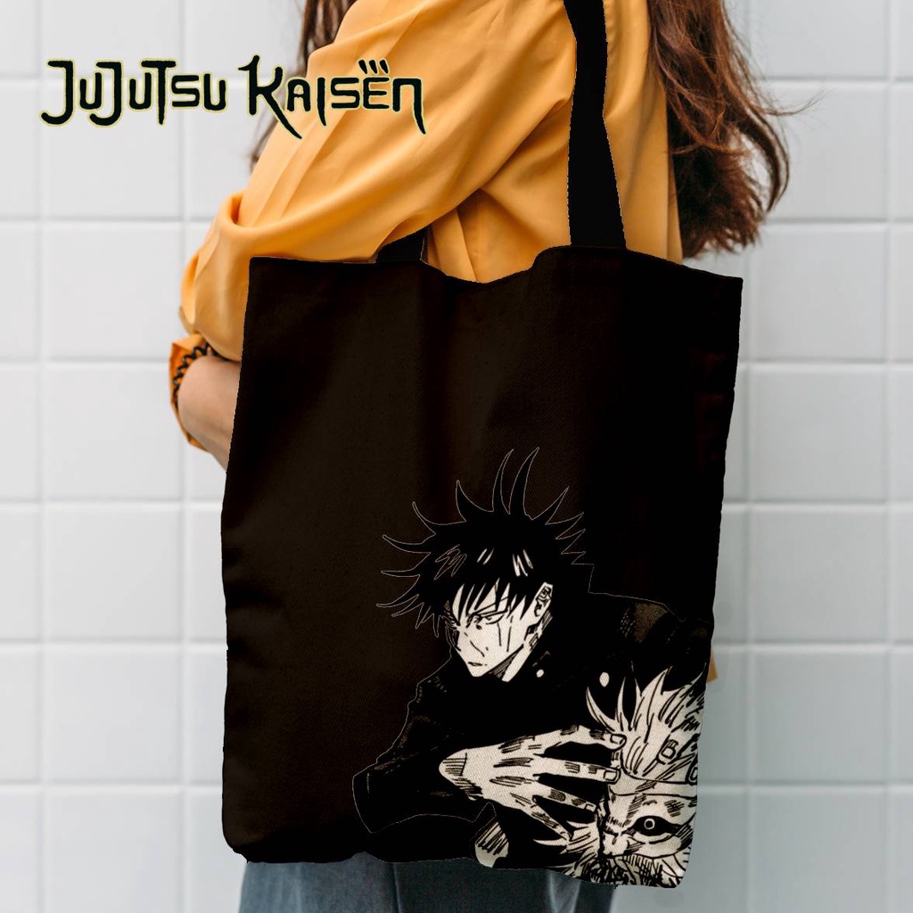 Tote bag Anime Jujutsu kaisen Megumi Fushiguro Hitam Tote bag premium Totebag seleting totebag Termurah Bahan Blacu