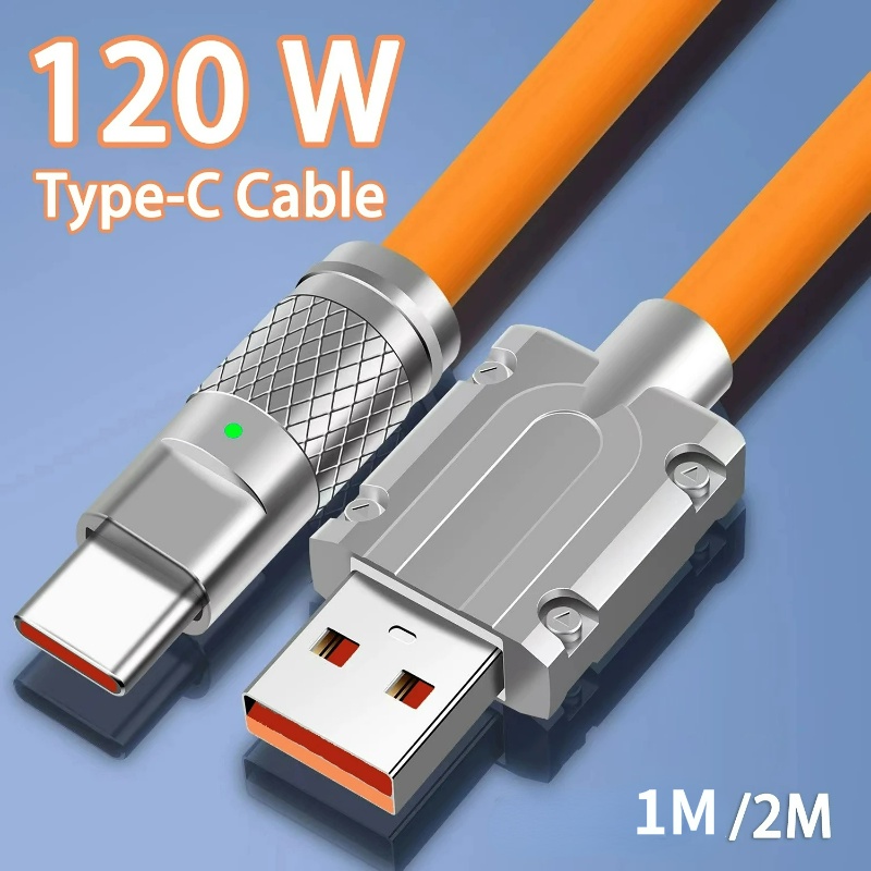 Untuk Xiaomi Huawei Samsung Data Line 120W 6A Super Cepat Charge Aluminium Alloy Silikon Kabel Ponsel Charger USB Kabel Micro USB Type-C Charger Kabel Data