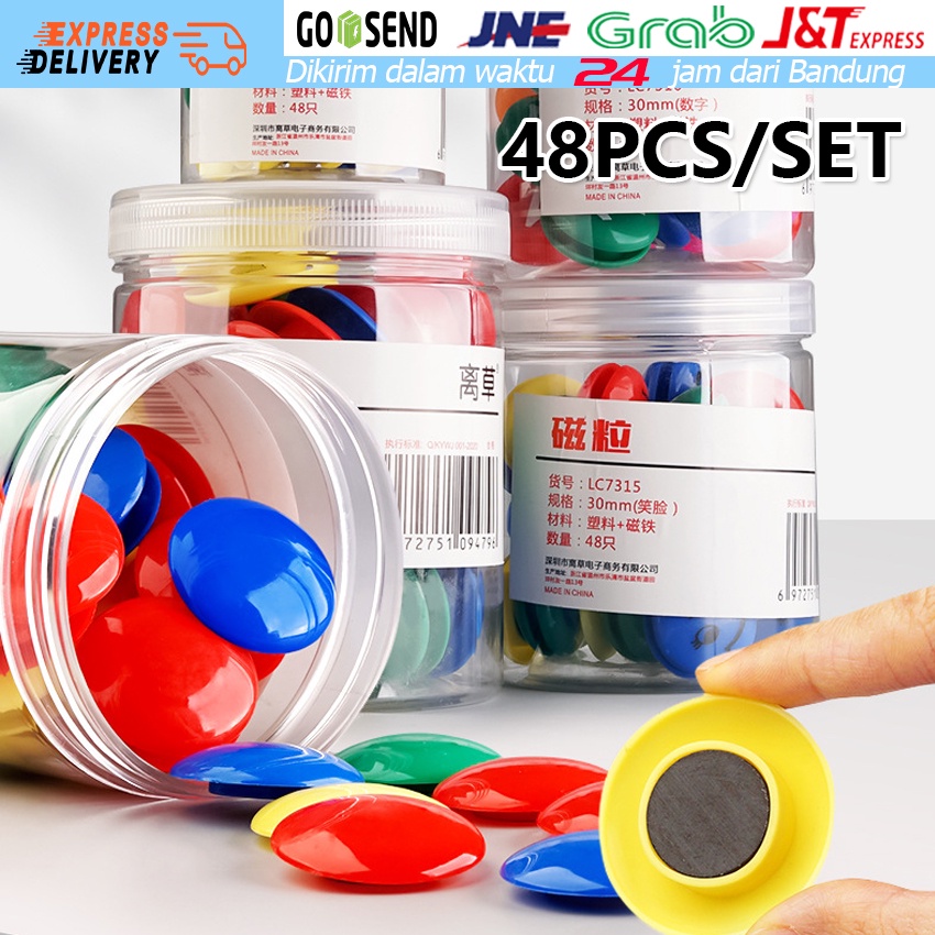 

48Pcs Bulat Magnet Papan Tulis Whiteboard Magnetic Pin 3cm Pencampuran Warna Untuk Pengajaran
