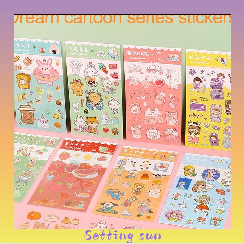 6pc Stiker Cute Cartun Lucu Food Pet Diy Diary Jurnal Palnner Deco Hias TN