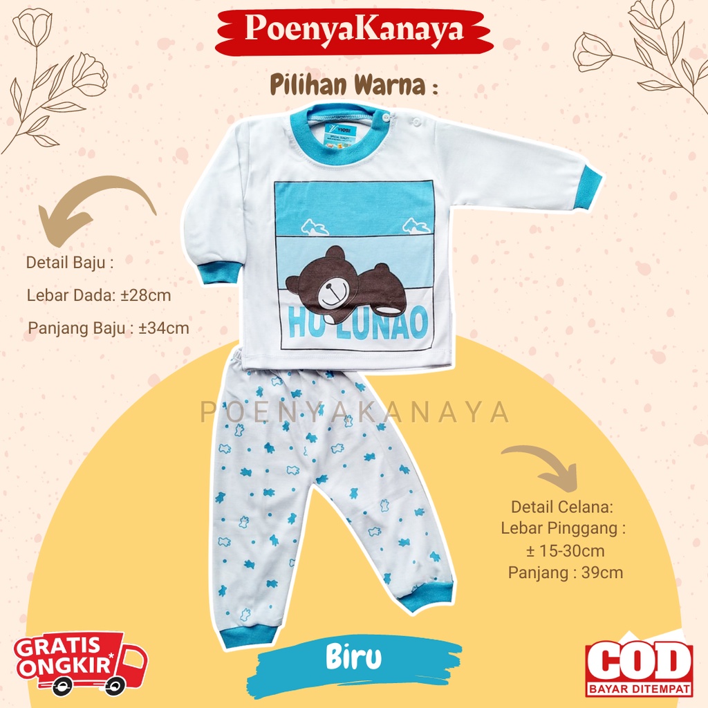 Setelan Baju Bayi Piyama Bayi Panjang HULUNAO Viori Size 6-18 Bulan SPY82