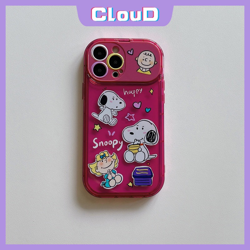 Casing Cermin Make Up Flip Kreatif Kompatibel Untuk IPhone 7Plus 11 14 13 12 Pro Max XR 7 8 Plus X XS Max SE 2020 Kartun Lucu Snoopy Shockproof Lembut TPU Phone Cover