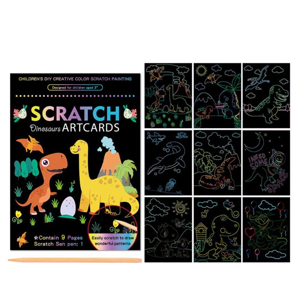 Nickolas1 Scratch Art Painting Paper Card Kit Dengan Pulpen Scratch Stick Magic Scratch Mainan Natal Art Anak Lukisan Buku Mewarnai DIY Mainan Edukasi Seni Lukisan Kertas