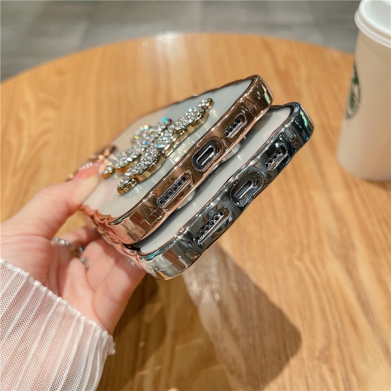 Luxury flash drill rabbit wavy border silicone soft shell phone case Kompatibel Untuk iphone11 12 13 14promax iphone14Pro 13Pro 12 11 shockproof back cover casing