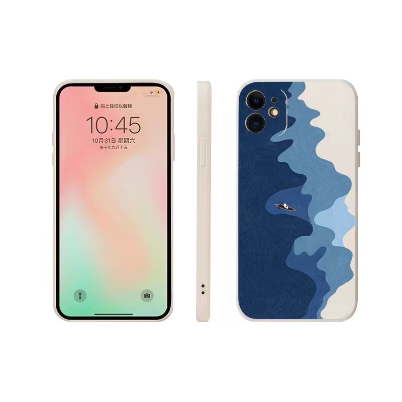 IPHONE Ins Pola Laut Cocok Untuk Iphone14 14pro 14plus 13 13pro 13prm iPhone12 7Plus 8Plus Xr XS 13 Pro Max Empat Sudut Casing Ponsel Tahan Guncangan