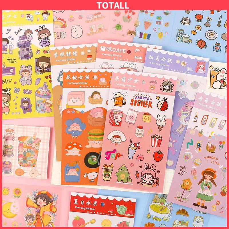 COD 6pc Stiker Cute Cartun Lucu Food Pet Diy Diary Jurnal Palnner Deco Hias-Totall