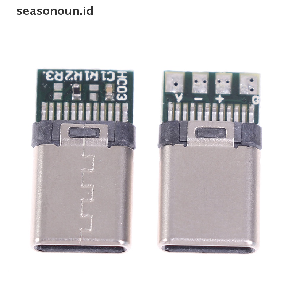 Seasonoun5 /10Pcs USB 3.1 Type C Male DIY Solder Kabel Plug Konektor Soket Papan PC.