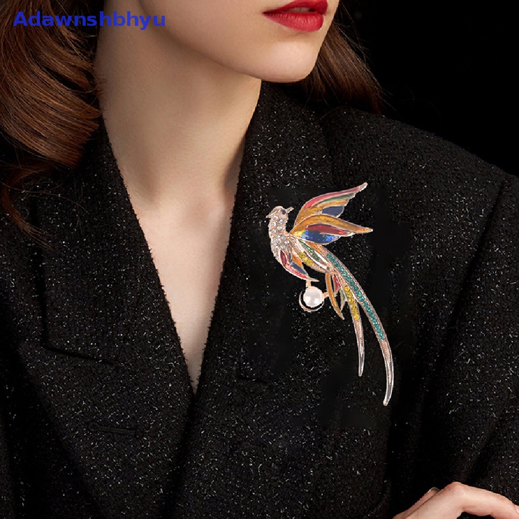 Adhyu Crystal Phoenix Bird Brooches For Women Enamel Flying Beauty Bird Party Office Brooch Pin Gifts Phoenix Oil Dripping Brooch ID