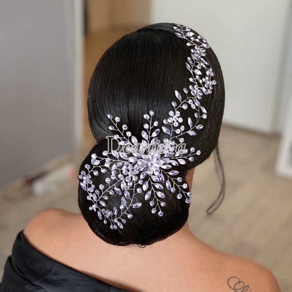 Fashion Bridal Handmade Hiasan Kepala Dengan Bentuk Makeup Aksesoris Rambut Gaun Pernikahan Pan Hair Band Rhinestone Hair Band