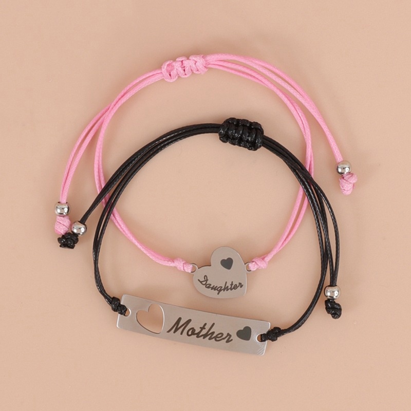 2 Pcs/Set Gelang Ibu Anak Mommy And Me Matching Stainless Steel Cinta Hati Perhiasan Hadiah Hari Ibu Gelang