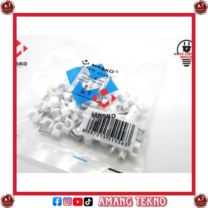 KLEM KABEL PAKU BETON NO 4 MM ( 50 PCS ) MASKO / CABLE CLIP LISTRIK TERMURAH