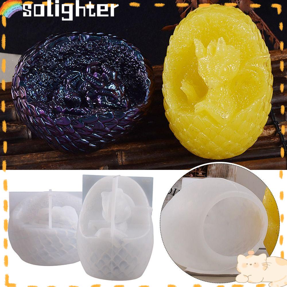 Solighter Cetakan Silikon Telur Naga Ornamen 3D Epoxy Resin Silicone Mould