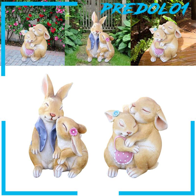 [Predolo1] 2buah Patung Kelinci Paskah Simulasi Resin Untuk Pusat Teras Desktop