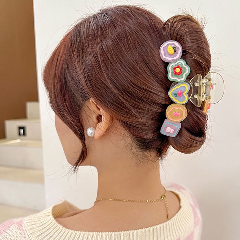 Versi Korea Warna Permen Besar Ambil Klip Lucu Fashion Bunga Hiu Klip Gadis Aksesoris Rambut