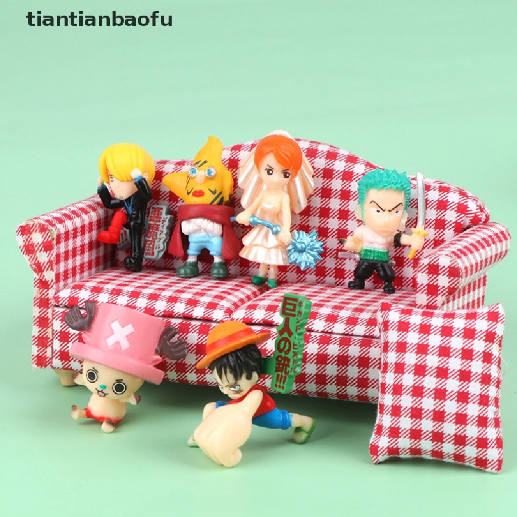 [tiantianbaofu] 6 Pcs Boneka One Piece Anime Figure Lucu Model Desktop Ornamen Mobil Dekorasi Rumah Mainan Anak Rumah Boneka Boneka Mikro Lanskap Ornamen Hiasan Kue Butik