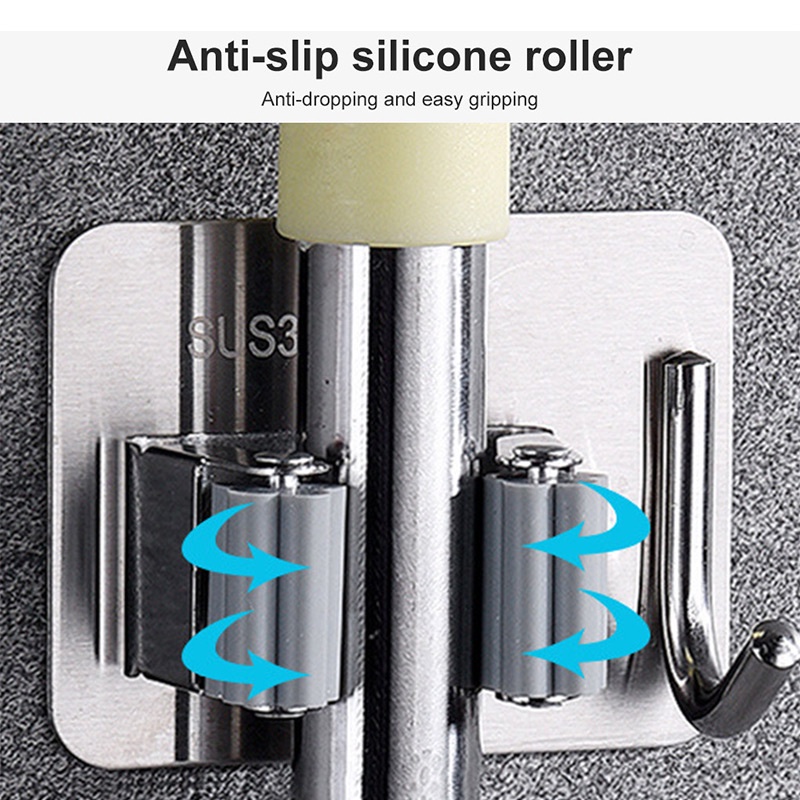 SUS 304 Holder Kain Pel/Gantungan sapu pel with hook/Broom clip with hook