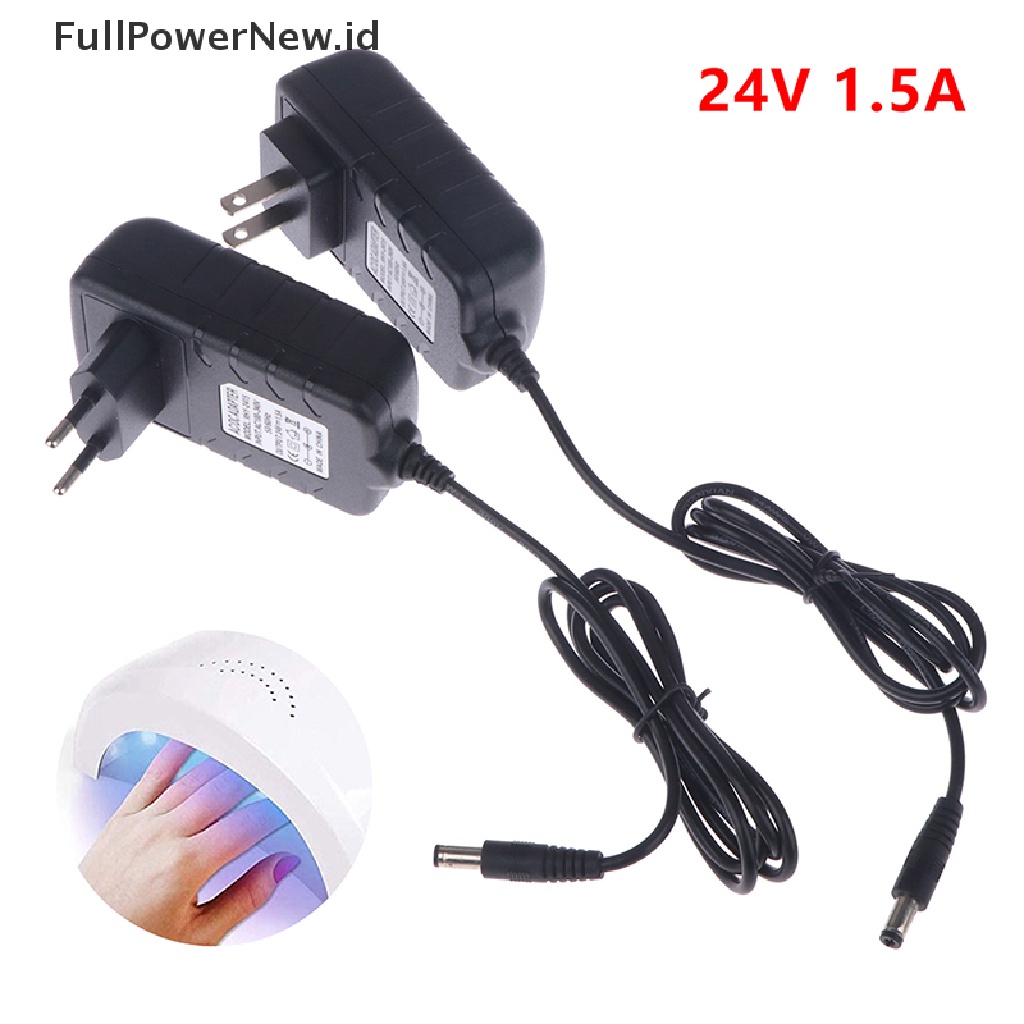 Power 24V 1.5A Power Supply Adaptor Charger 36W EU Plug AC 100-240V Pengering Kuku ID