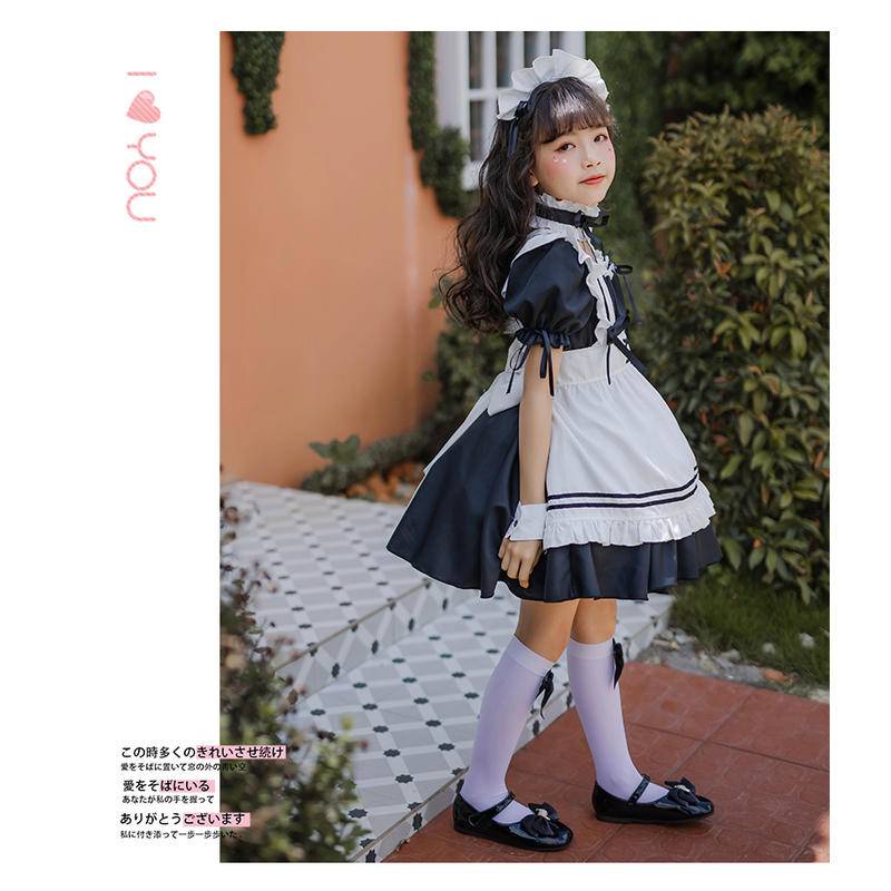 【Wetrose】Ready Stock Cute Soft Girl Anak Cewek Gadis Muda Japanese Lolita Maid Costume Cosplay Anime Dress Suit Set