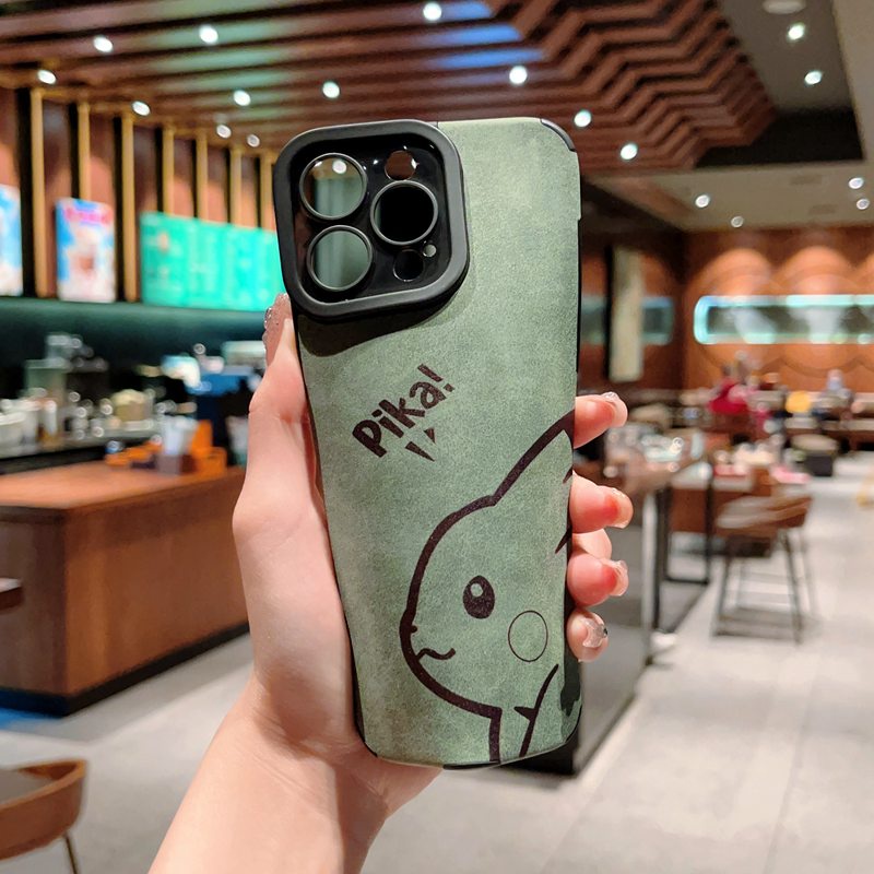 Cool Green Gray Leather Soft Case for IPhone 7 Plus 8 Plus X XS XR XS Max 11 13 12 14 PRO Max 14 Plus SE 2020 2022 Gray Grey Gren PIKACHU