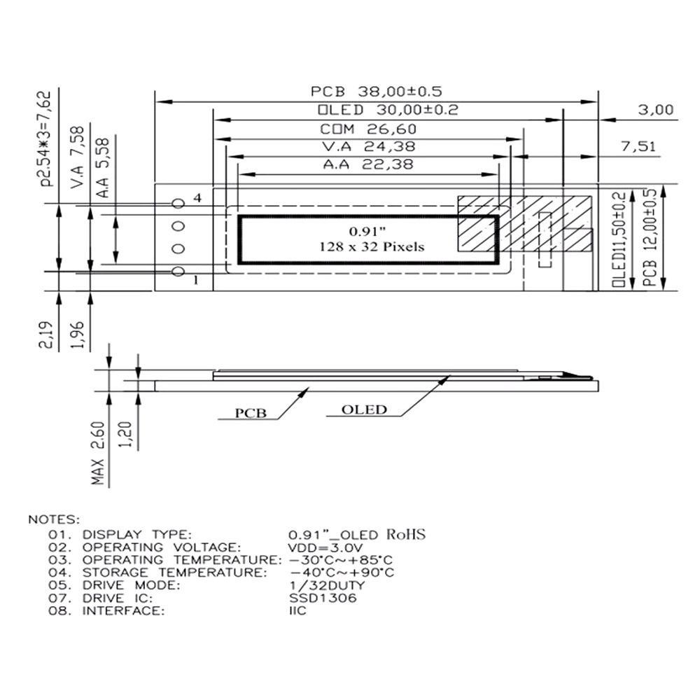 Populer 2pcs Modul Display OLED 128X32 Untuk Komunikasi Ardunio LCD LED IIC