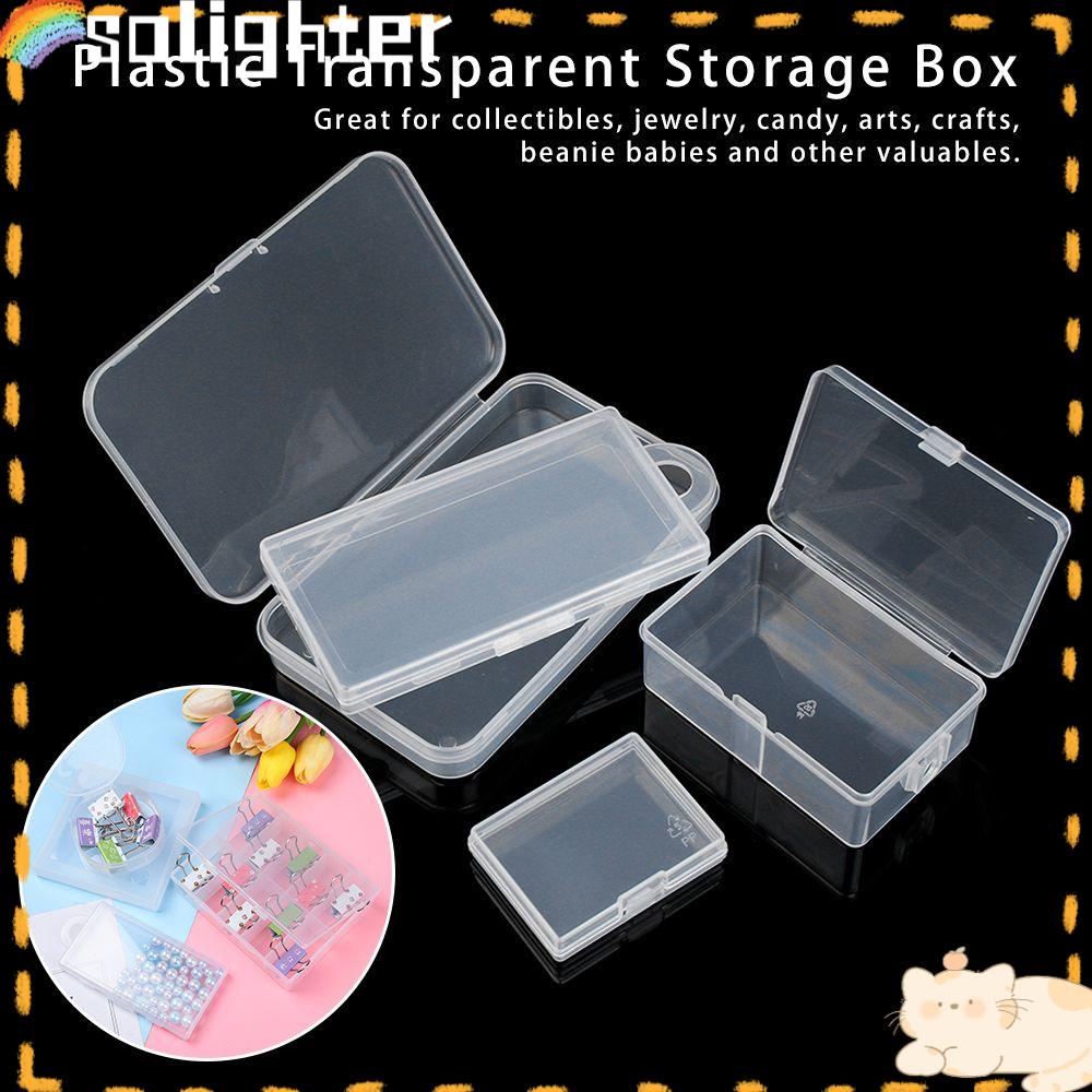 Solighter Storage Box Persegi Bening Rumah Organisasi Plastik Pill Storage Supply