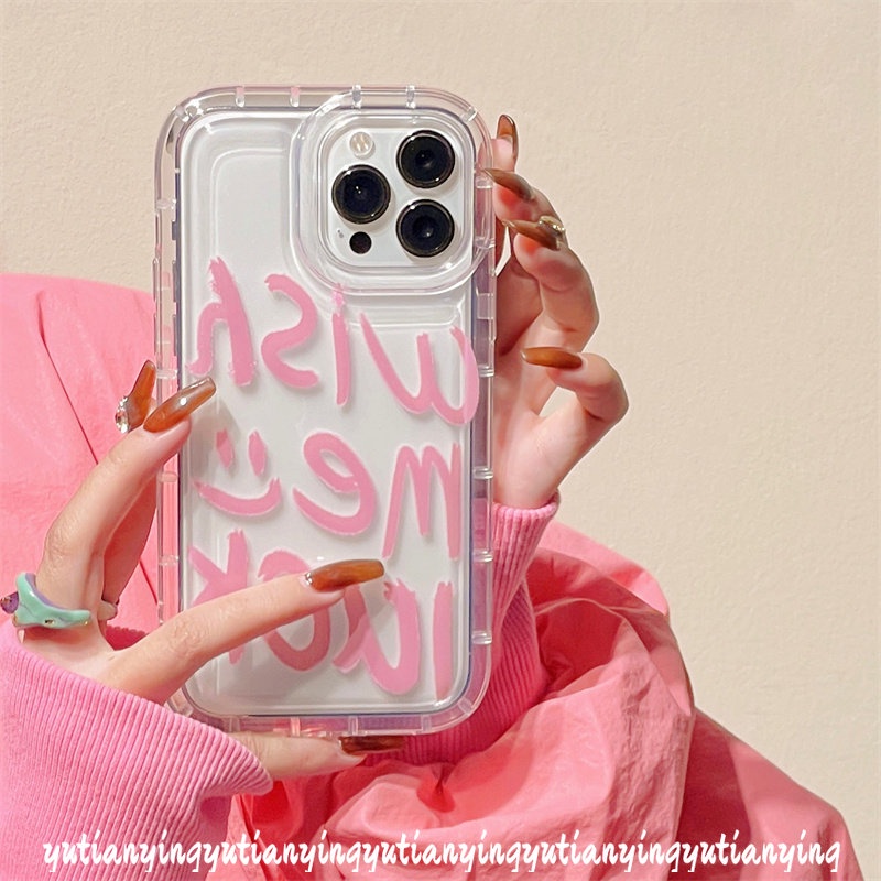 Airbag Shockproof Phone Case Kompatibel Untuk iPhone 7Plus 13 14 12 11 Pro Max XR 6 6s 8plus X XS Max Ins Fashion Graffiti Huruf Bening Lembut TPU Cover