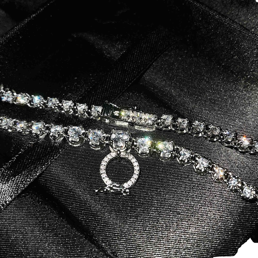 Goldkingdom Aksesoris Perhiasan Fashion Ready Stock Kalung Lapis Emas Putih Premium Jewelry Jade Colorful Pendant Buckle Necklace