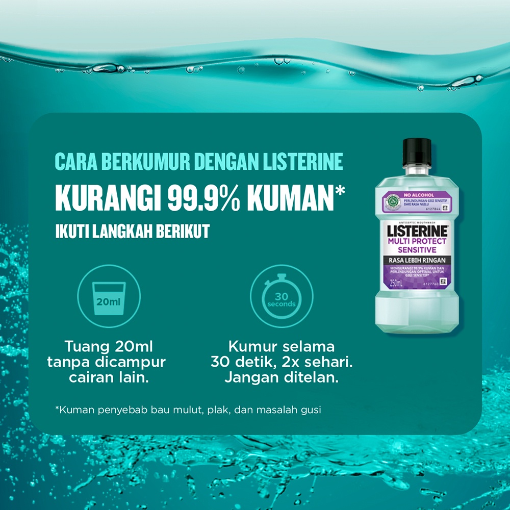 Listerine Multi Protect Sensitive Mouthwash / Obat Kumur 500ml - isi 3