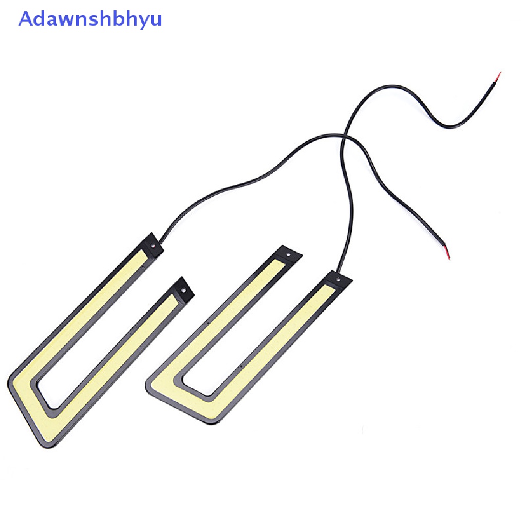 Adhyu 2Pcs Mobil Auto COB Leds Daytime Running Light Tahan Air Kabut Bentuk U Universal ID
