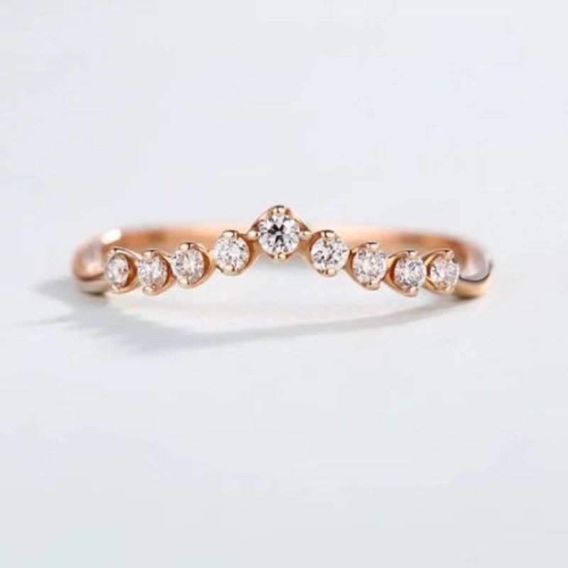 Goldkingdom Fashion Perhiasan Aksesoris Ready Stock Baru Terlaris 18 K Rose Gold Berlian Bertatahkan Cincin Eropa Dan Amerika Fashion Pertunangan Cincin Ekor Cincin Perempuan.