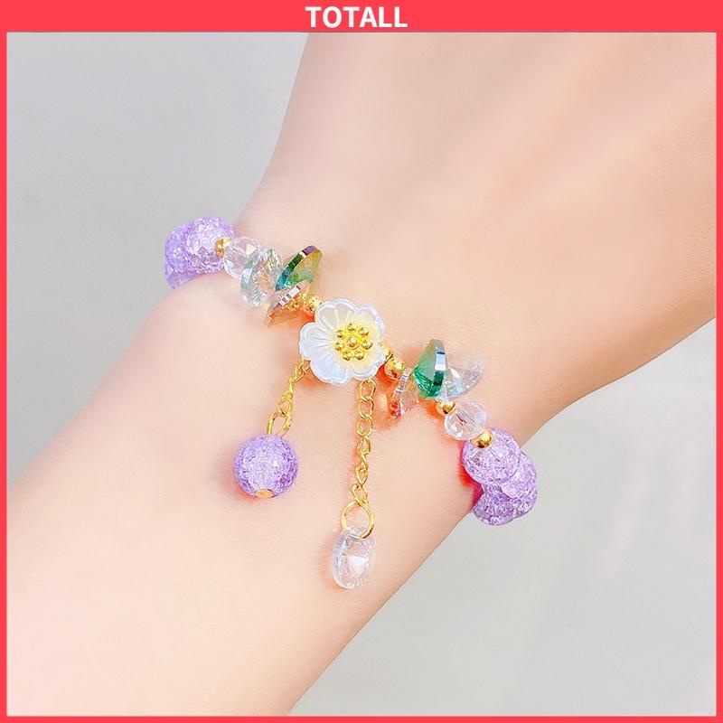 COD Gelang Manik-Manik Kristal Desain Bunga Gaya Korea Untuk Wanita-Totall