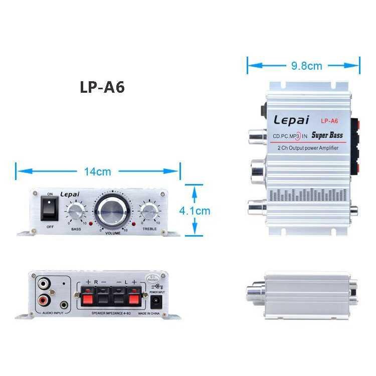 Lepy HiFi Mini Stereo Amplifier Treble Bass Booster 2A 12V - LP-A6 ( Mughnii )
