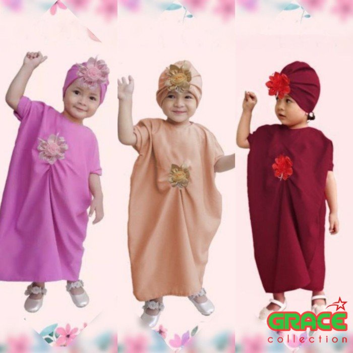 KAFTAN ANAK CIPUT + BROSS 2-3 TAHUN | DRESS LEBARAN ANAK MUSLIMAH | KAFTAN ANAK CEWEK MT14