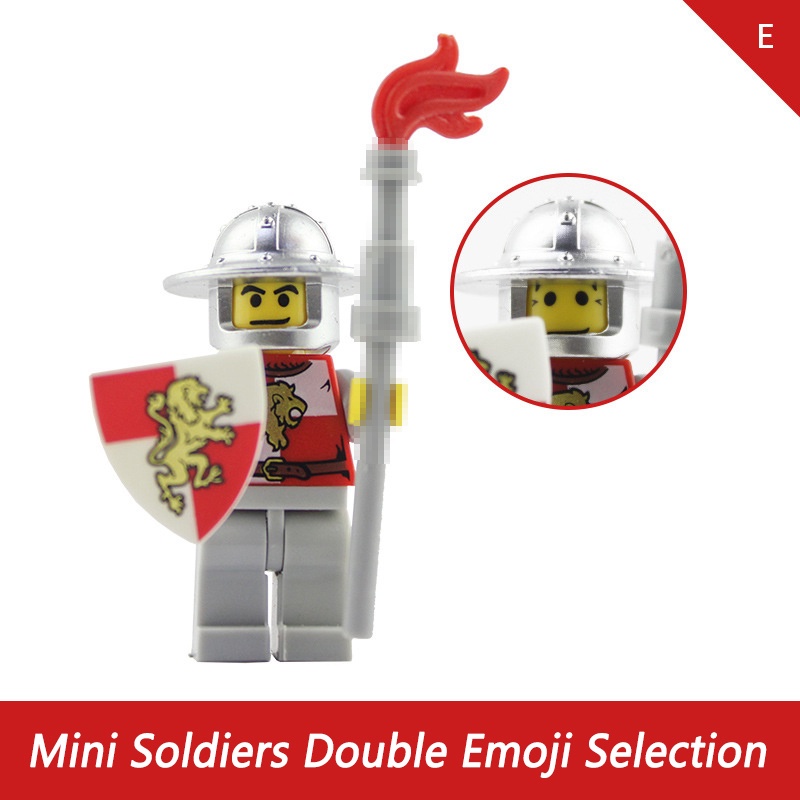 Red Lion Knights Series Mini Figure Perang Medieval Archers Shield Knights Sword Knights Puzzle Rakitan Mainan Blok Bangunan