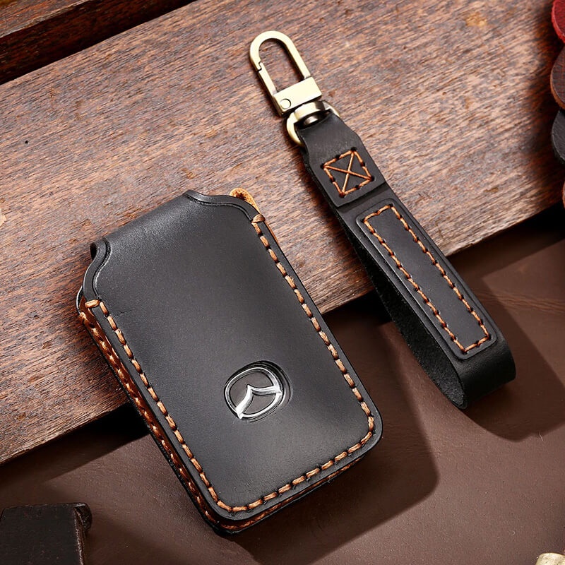 [Tersedia] Cover Case Kunci Mobil Kulit Sapi Untuk Mazda 2020-2023 Baru 2 3 6 Sedan CX3 CX30 CX5 CX8 CX9 SUV Keyless Remote Leather Protection Key Cover